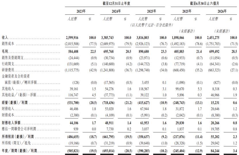 公司合并损益表概要，图片来源于招股书